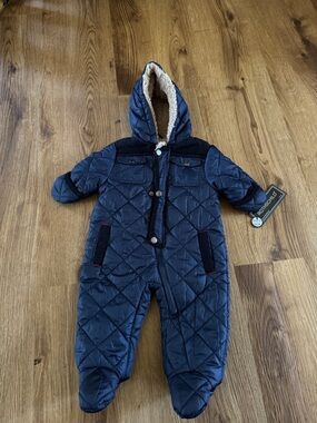 Rothschild Navy Quilted Infant One-Piece Snowsuit Pram 6/9 mos